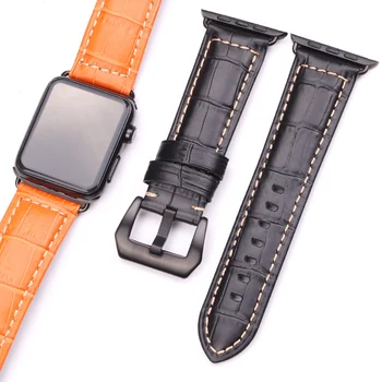 

HENGRC Watchbands Thick Genuine Leather For Iwatch Apple Watch Band Strap 3 Colors Link Bracelet With Adapter 38mm 42mm