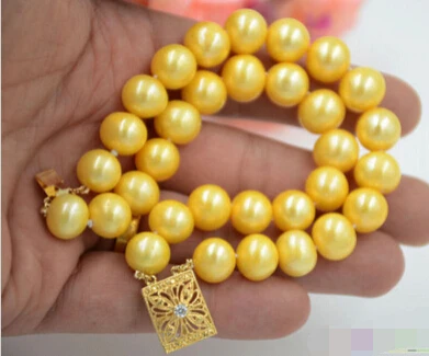 

Miss charm Jew.242 AA++ 2row 8" 10-11mm ROUND GOLEDN Freshwater cultured PEARL BRACELET