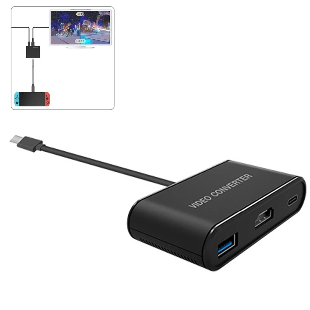 

For Nintend Switch NS Charging Portable Dock Type-C to HDMI Adapter Hub USB 3.0 to HDMI Video Converter 1080P HD Transfer Cable