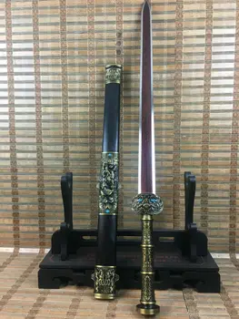 

High Quallty Red Pattern Steel Hand Forging Sharp Chinese Han Tang Battle Sword/Metal Handle/Ebony Wood Saya Han Jian