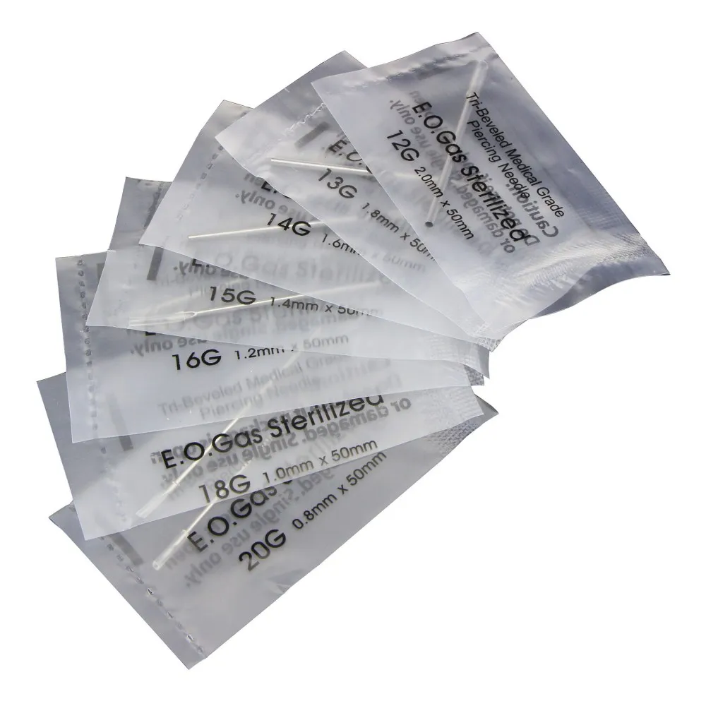 100Pcs/lot Disposable Sterile Body Piercing Needles Medical Tattoo For Navel Nipple Ear Nose Lip 12g/13g/14g/15g/16g/18g/20g|Аксессуары