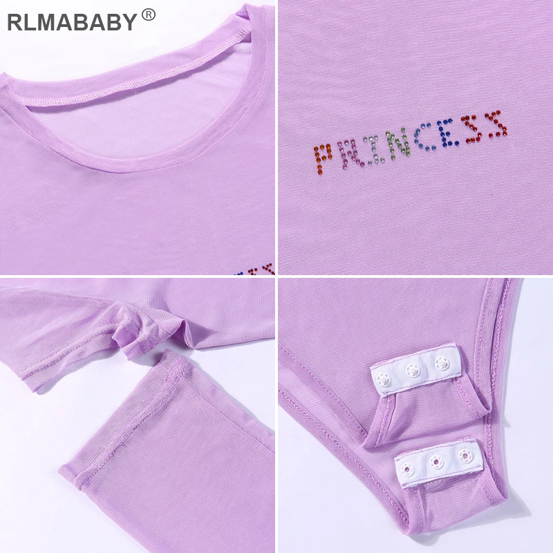 Летние rlmababy прозрачные комбинезоны с сеткой сексуальные боди круглым вырезом