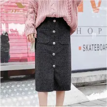 SISHION, Женская осенне-зимняя юбка, женская, размера плюс, 5XL, теплая, с карманом, миди, вязаная, вязанная юбка, VD0993