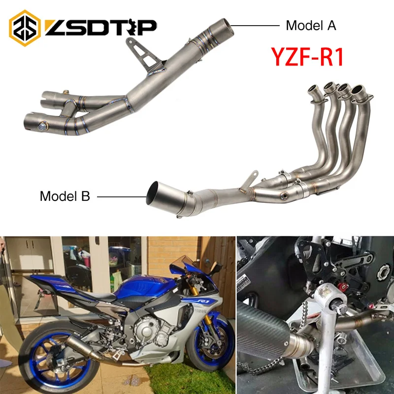 

ZSDTRP Motorcycle Middle Link Exhaust Muffler Pipe For Yamaha YZF-R1 YZF R1 2015 2016 2017Full System Eliminator Race Mid Pipe