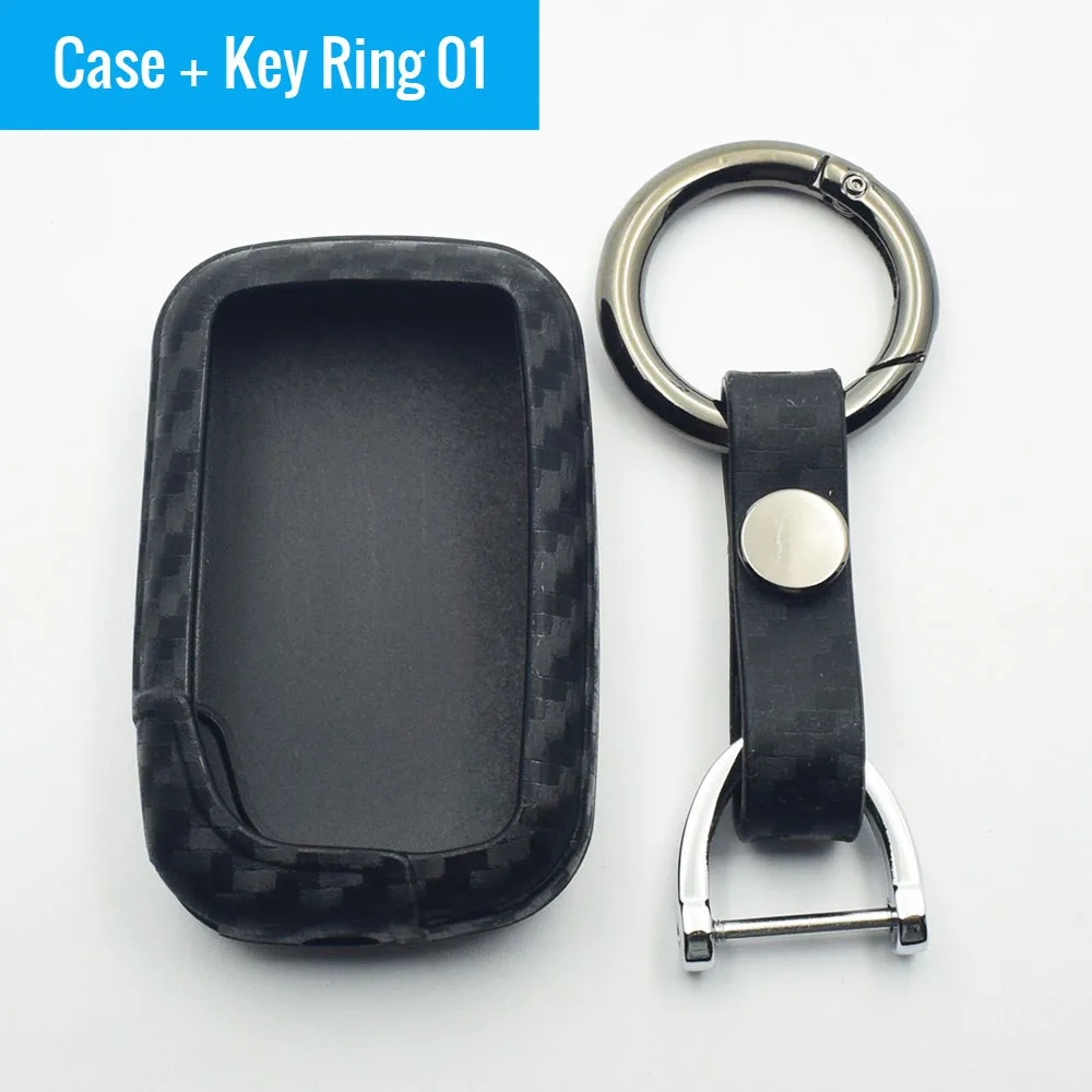 ATOBABI карбоновый волокнистый слой резины Автомобильный ключ чехол для Lexus IS GS RX ES NX LS RC LX 3/4 кнопки умный дистанционный контроль силикон чехол сумка - Название цвета: Case and Key Ring 01