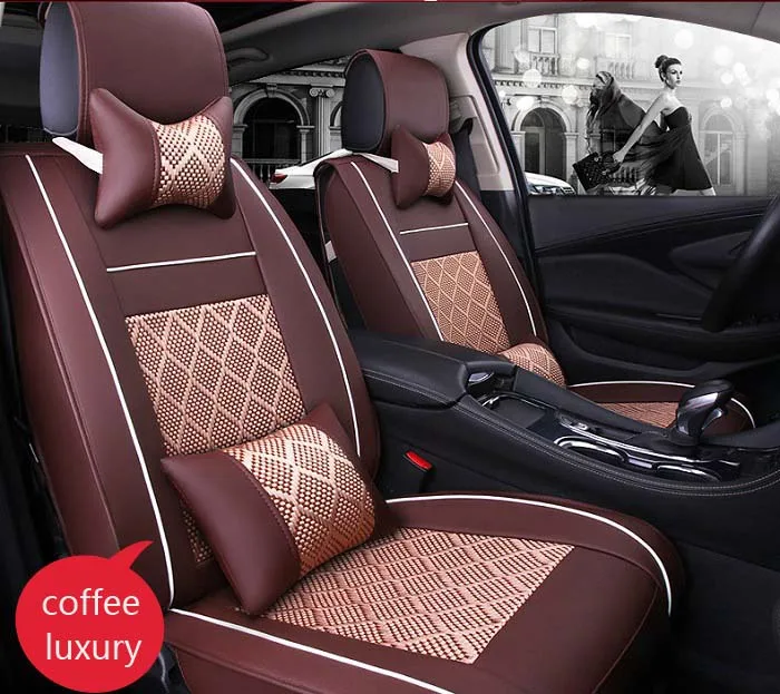 

Auto Car Seat Cover full sets Universal Fit 5 seat SUV sedans front/back mats automotive interior imitation leather+ice silk Wh