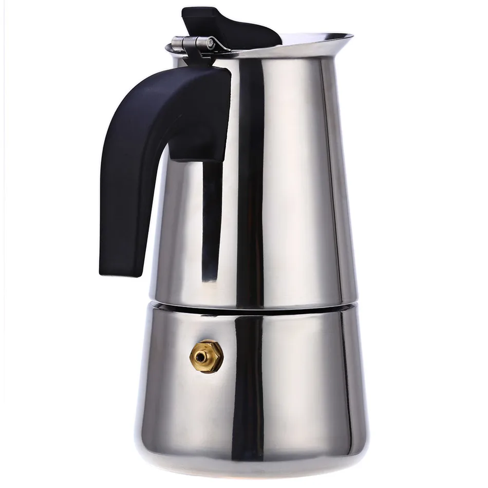 Stainless Steel Moka Coffee Maker Mocha Espresso Latte Stovetop Filter Coffee Pot 100ML 200ML ...