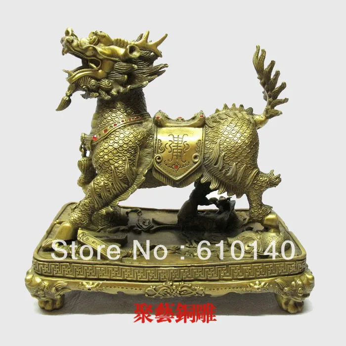 

Bronze sculpture, copper decoration Large fire kirin evil crafts decoration feng shui Bronze statue copper