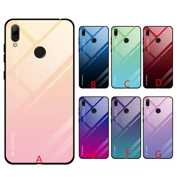 

10pcs/lot Gradient Painted Tempered Glass Back Protector Phone Cover Case For Huawei Y7 Prime pro 2019 Enjoy 9