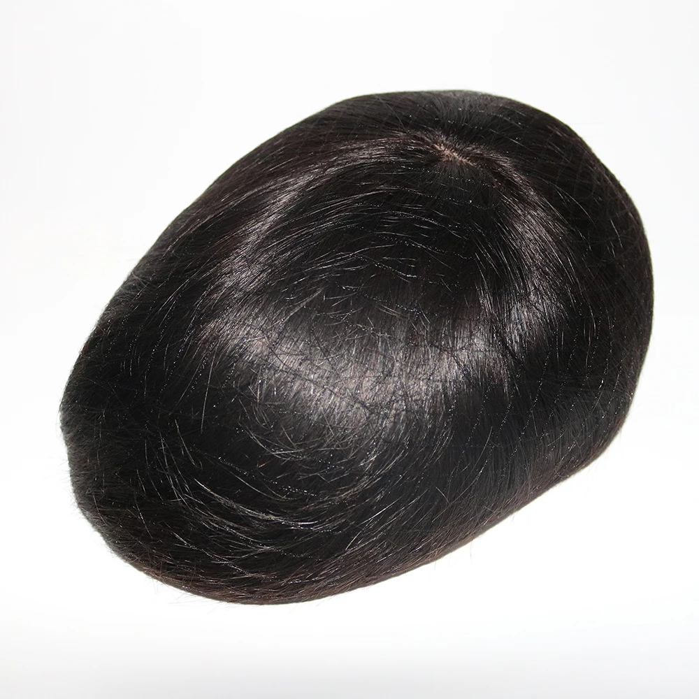 Эвершелковистая шелковая основа с поли вокруг мужчин парик натуральная кожа головы выглядит отбеленные узлы натуральные волосы заменить мужчин t парик