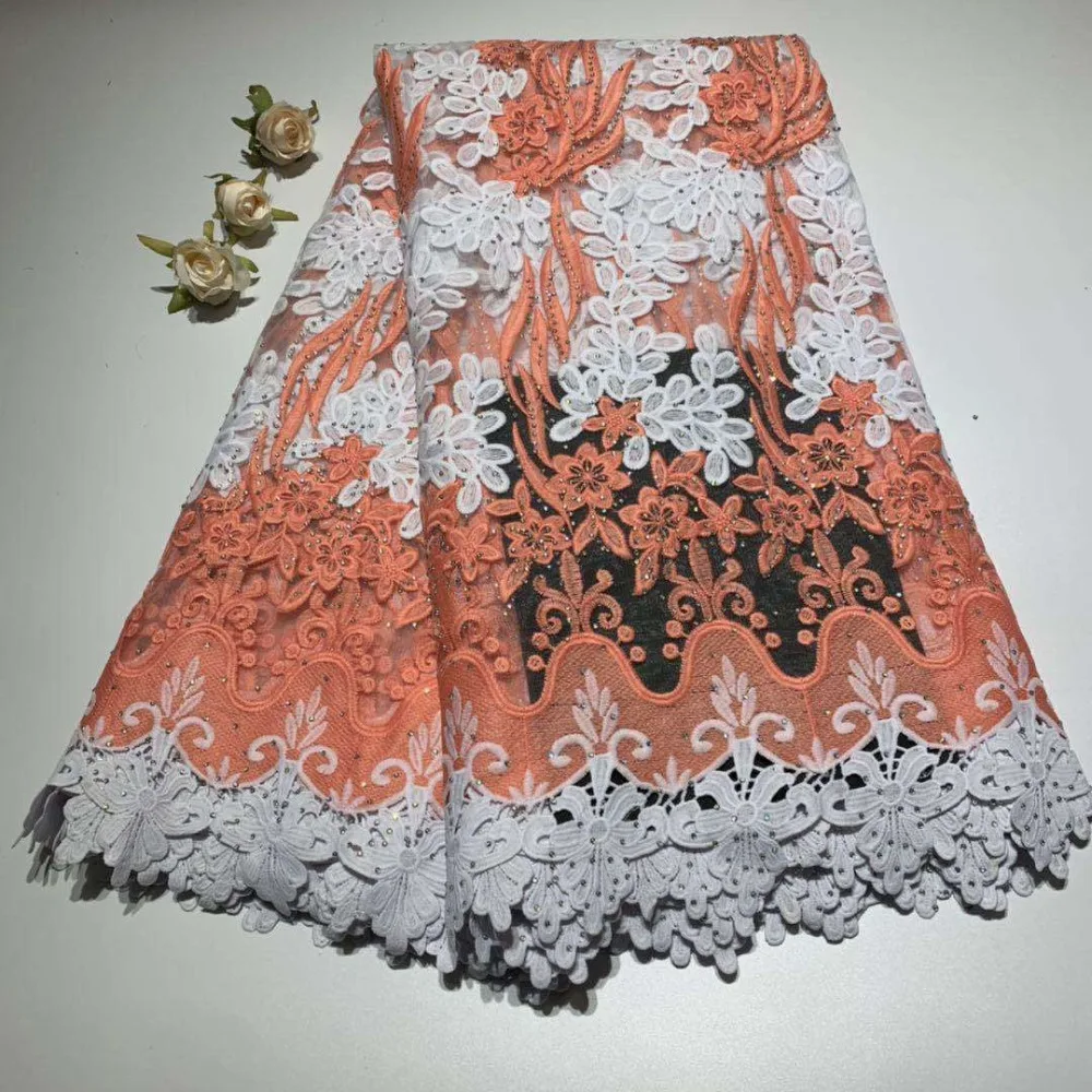 

African Lace 2019 French Nigerian Lace Fabric Bridal High Quality Swiss Net Tulle Lace Fabric For Wedding Party DFJU264