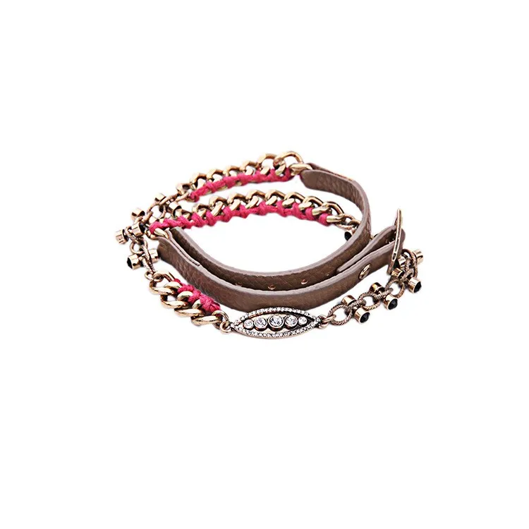 Женские Ювелирные изделия с бриллиантами Bijoux бренд сплав имитация кожи обёрточная Бумага браслет и браслет женские оптом B0500