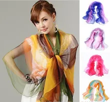 new arrival Gradient color silk scarf wrap shawl wholesale Retails womens 17colors 180*100cm #3779