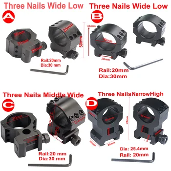 

1Pair Low / High Profile 6 Bolts 30mm / 25.4mm Scope Rings 20mm Picatinny Weaver Rail Rifle Scope Mount Hunting Caza Accessories
