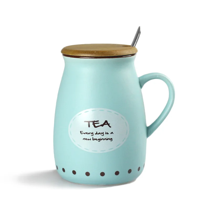 400ml Creative Milk Mug Korean Simple Ceramic Coffee Mug Matted Ceramic Mug with Cover School