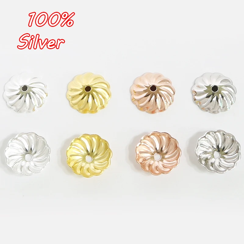 

20pcs/lot 925 Sterling Silver Hollow Flower Bead Caps End Caps Accessories for DIY Jewelry Findings Making Supplies