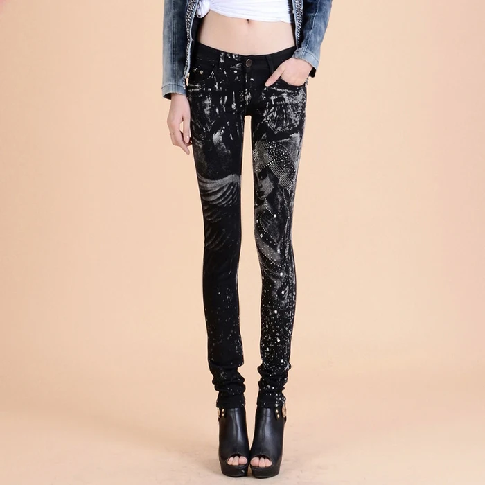 

Hip-Hop Street Style Printed Slim Jeans Woman Skinny Robin Boyfriend Jeans For Women Pantalones Vaqueros Mujer Denim Pants 1263