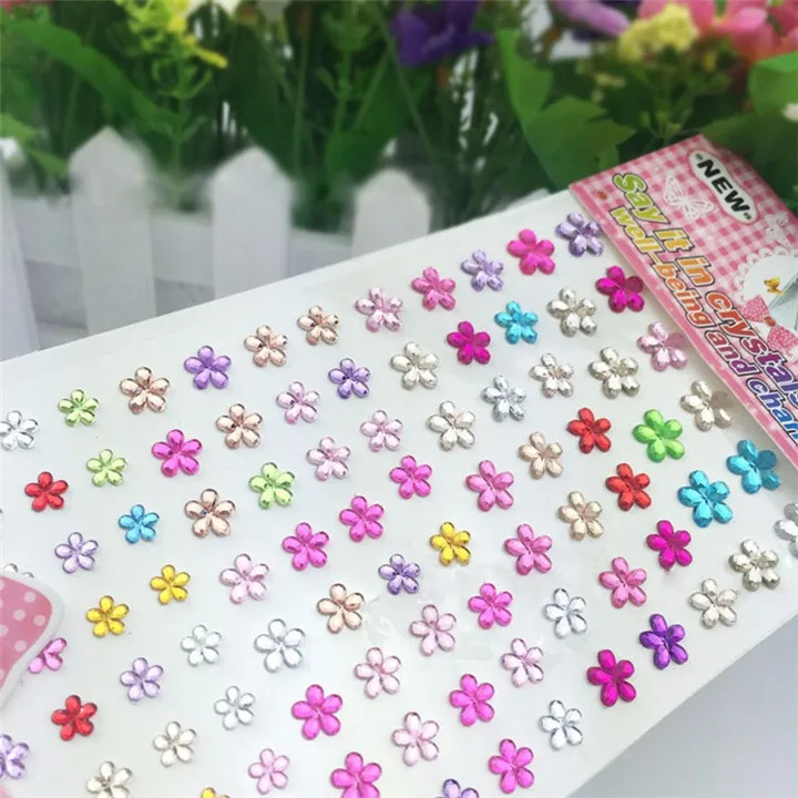 4 DIY Jewelry Rhinestone Decor Decal Car Styling Accessories Mobile Sticker Acrylic Flower Flat Nail Sticker Jewelry Findings