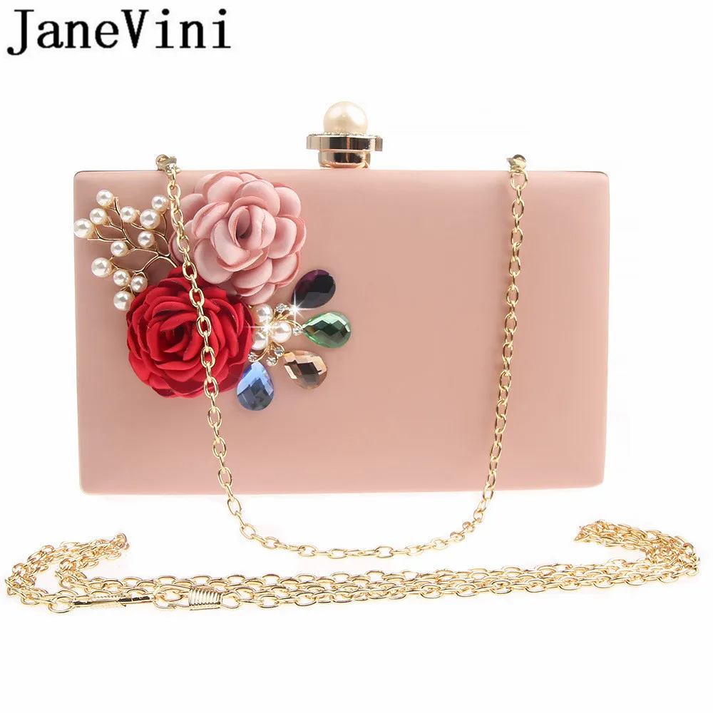 JaneVini Fashion Pearl Women Bridal Clutch Handbags Diamonds Ladies Evening Prom Bags White Pink Shoulder Handbag Wedding Purse diy metal retro purse frame kiss clasp lock for clutch bag handbag accessories pearl head knurling semicircle bag hardware