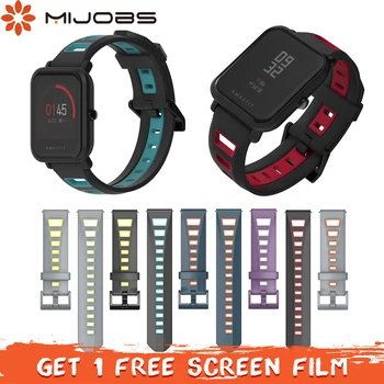 

Mijobs 20mm 22mm Silicone Watch Band Strap for Xiaomi Huami Amazfit Bip BIT PACE Stratos 2 Smart Bracelet Correa Accessories