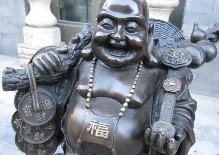 

18.5 China refined Auspicious Pure bronze ru yi laughter Maitreya Buddha Statue