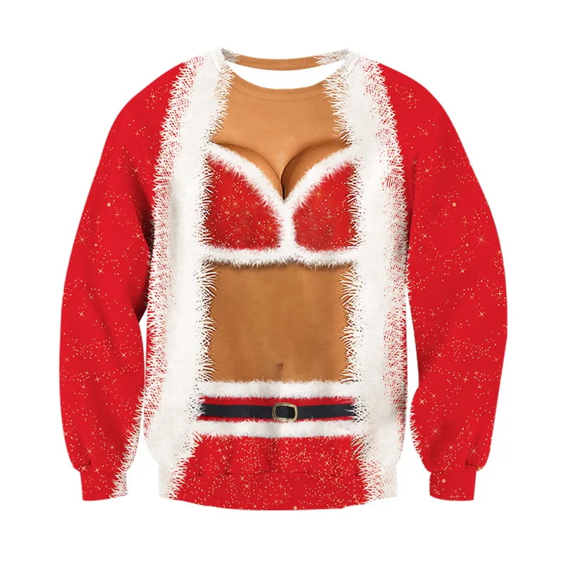 Уродливый Рождественский свитер с принтом Санта Клауса, свободный свитер для мужчин и женщин, Рождественский осенне-зимний топ, одежда - Цвет: AA10118