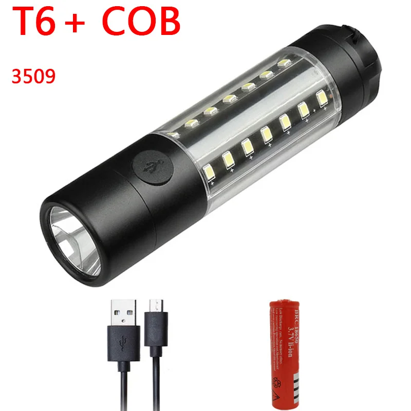 Litwod Z203509-A светодио дный мини-фонарик T6+ COB Водонепроницаемый Алюминий факел аккумуляторная фонарик использования 18650 для кемпинга - Испускаемый цвет: Option B