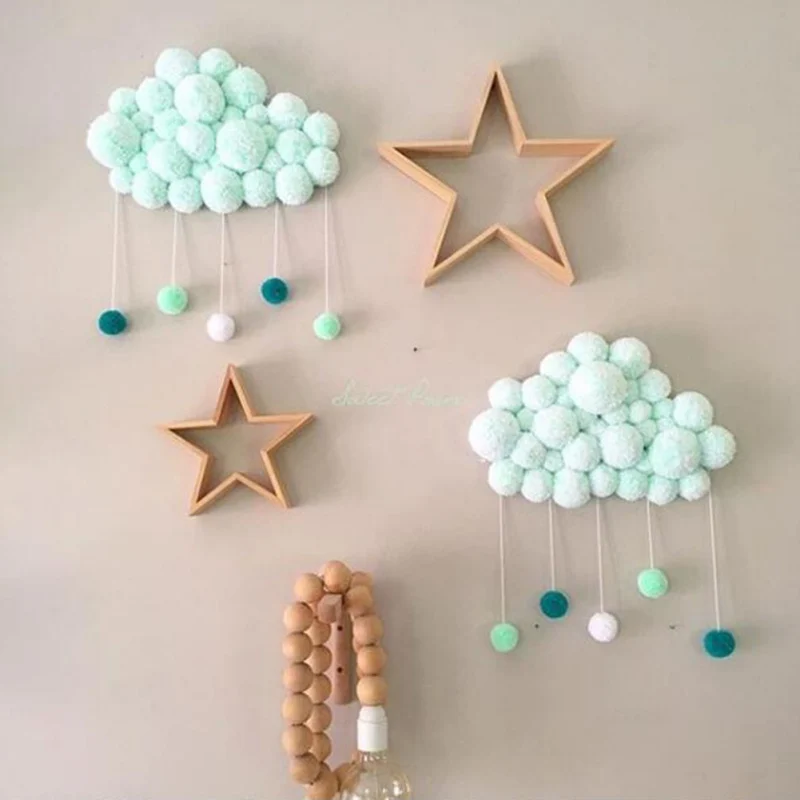 Almohada de bebé niños habitación decoración hecho a mano niños lluvia nubes agua gota niñas cama colgante tipees tienda de juguete para niños