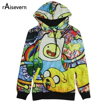 

Raisevern Cartoon Adventure Time Hoodies 3D Print Finn and Jake Hooded Sweatshirts Hoody Unisex Men Womens Fashion 3d Clothes