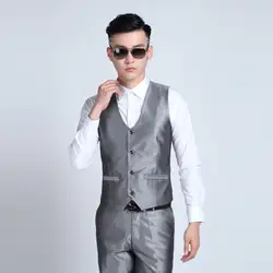 Новое поступление 2017 года мужской костюм жилет Для мужчин Марка Slim Fit Бизнес костюм жилет Для мужчин Однобортный свадебные жилет