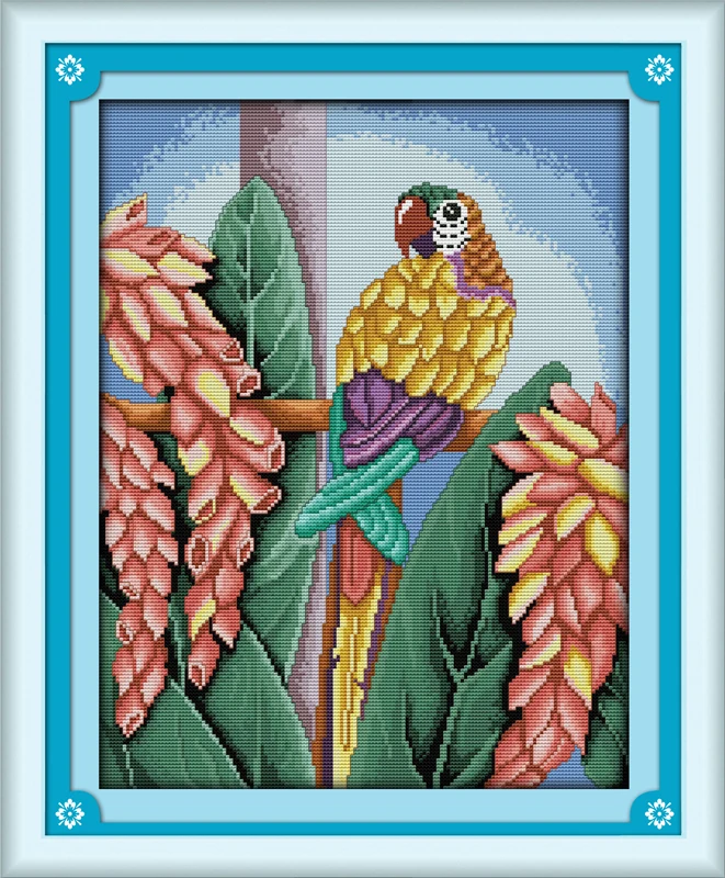 

Parrot Counted Cross Stitch 11CT Printed 14CT Cross Stitch Set DIY Chinese Cotton Cross-stitch Kit Embroidery Needlework