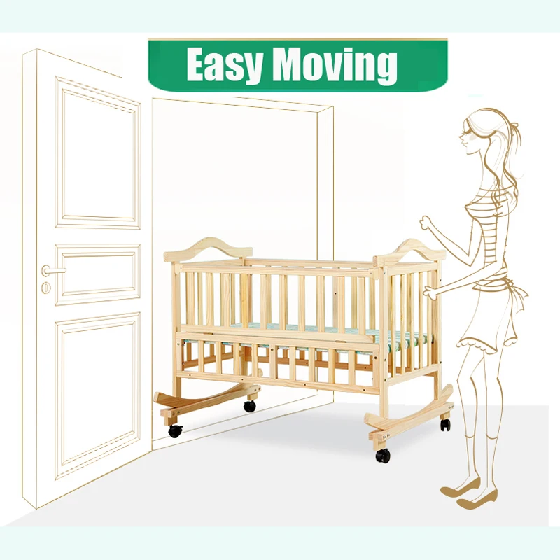 Lit De Nouveau Ne En Bois De Pin De 1cm Berceau A Bascule Naturel Pour Bebe Sans Peinture Avec Moustiquaire Gratuite Aliexpress