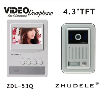 

ZHUDELE Home Intercom system 4.3" LCD monitor Speakerphone Color Video Door Phone(1camera+1monitor) doorbell system in stock
