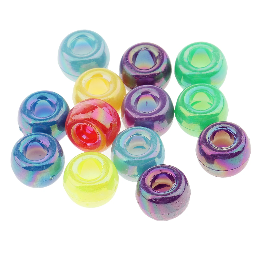 200 Pieces Multi colors Round Glass Beads Loose Beading Large Hole for DIY Necklaces,Bracelet, Earrings Making Craft 8 mm