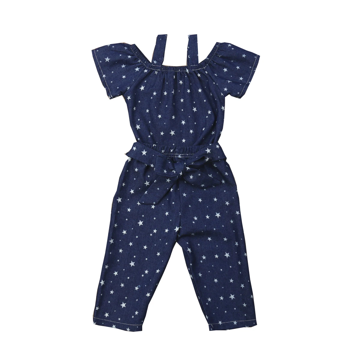 

1-6Years 2Pcs Kids Girls Denim Off Shoulder T-shirt Tops Pants Outfit Clothes Set