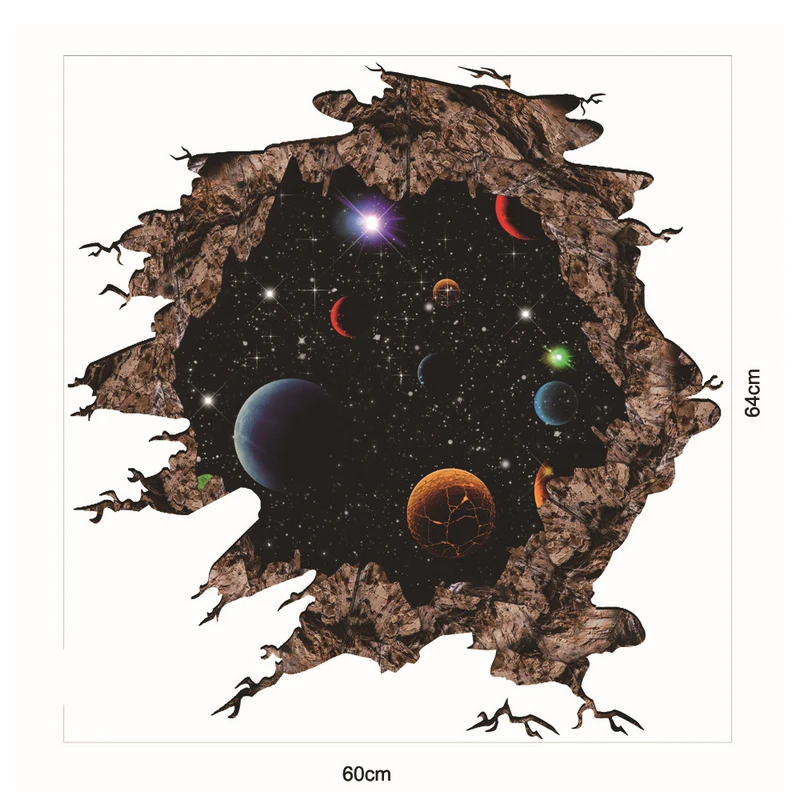 1pc 3D Outer Space World Universe Planet Wall Sticker Home Room Decor Removable New