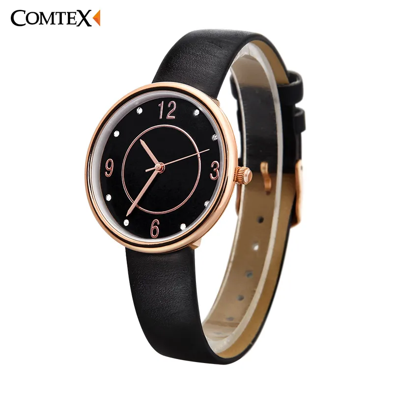 COMTEX Quartz Brand Lady Watches Women Luxury Antique Square Wrist Women watch Simple Leather Casual Dress