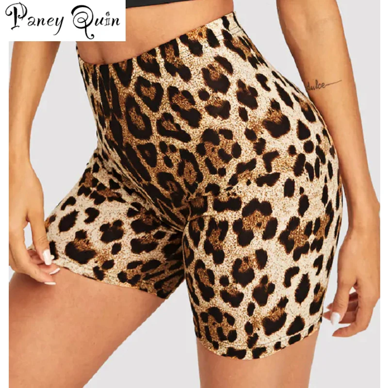 Pantalones cortos con estampado de leopardo para mujer, Shorts informales  con estampado de serpiente, para Fitness, de cintura alta, para verano|Pantalones  cortos| - AliExpress