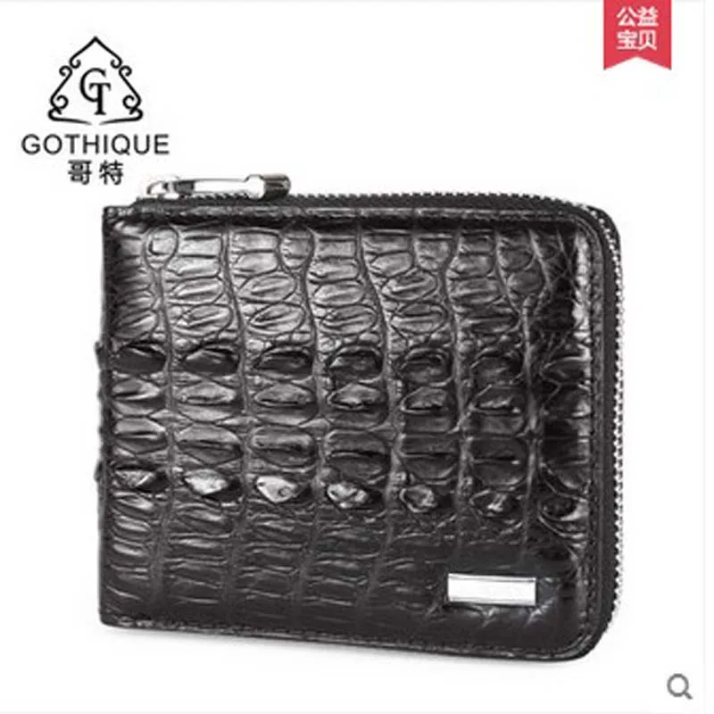 gete 2017 new hot free shipping Thai crocodile leather wallet man short manual leather zipper more screens vertical wallet men