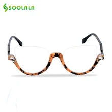 SOOLALA, полуоправы, кошачий глаз, очки для чтения для женщин и мужчин+ 1,0 1,25 1,5 1,75 2,25 до 4,0, прозрачные линзы, очки для чтения