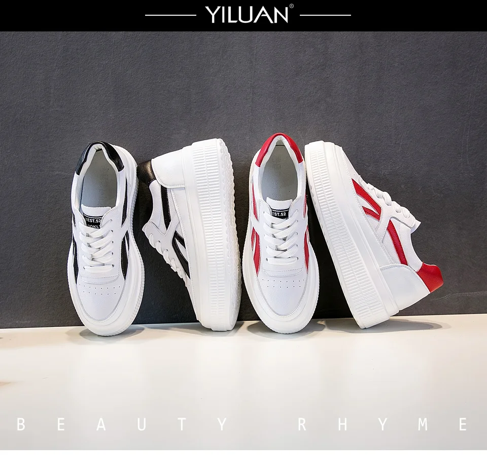 Yiluan/Повседневная Белая обувь, женские брендовые кроссовки на платформе, женская обувь из натуральной кожи для студентов, с перекрестной шнуровкой, Женская дышащая обувь