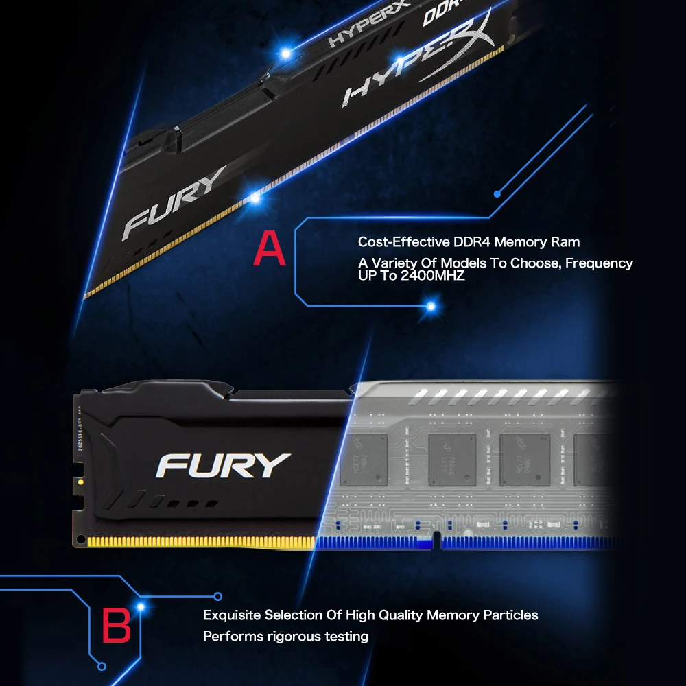 Оперативная память kingston HyperX FURY 4 ГБ 8 ГБ 16 ГБ DDR4 2400 МГц оперативная память для ПК оперативная Память DIMM 288-pin настольная оперативная память Внутренняя память оперативная память для компьютерных игр оперативная память