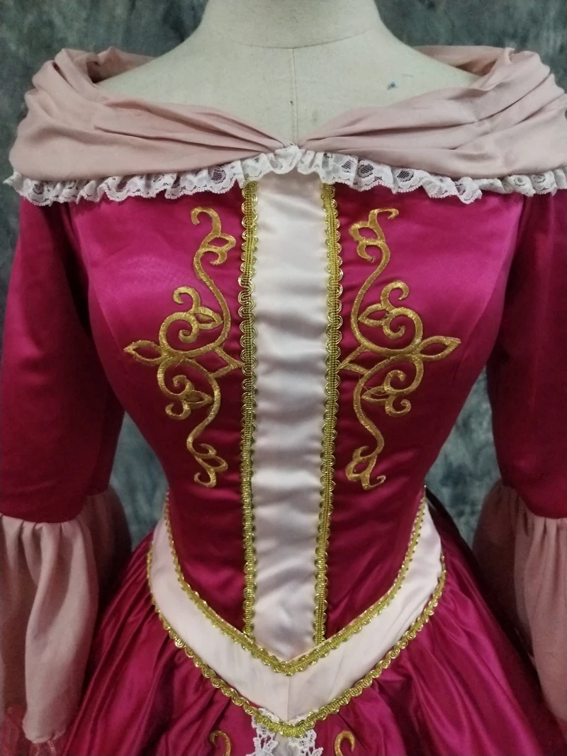 open lace back dress Belle pink dress beauty and the beast – MJcostume main image 1