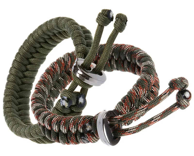 

Bundle of 2 Premium Fish Tail 350 lb Paracord Survival Bracelets With Metal Clasp (custom size and color)