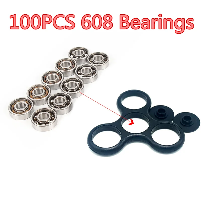 

100Pcs 608 Bearing For Metal Led Light Glow In The Dark Batman Game Aluminium Figit Tri spinner Hand Bearings Lot Finger