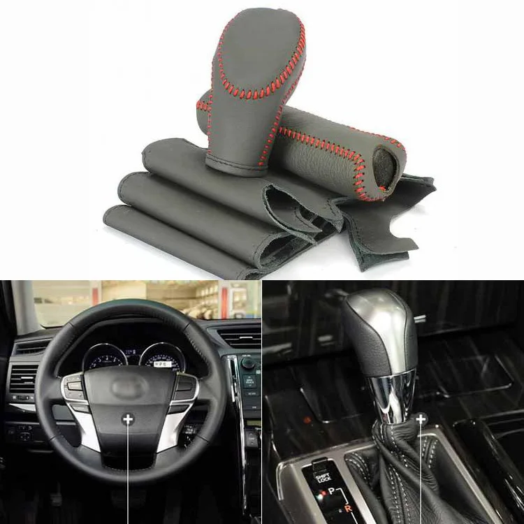 

Top Cowhide Sew-on Genuine Leather Steering Wheel Cover For Hyundai Elantra AT