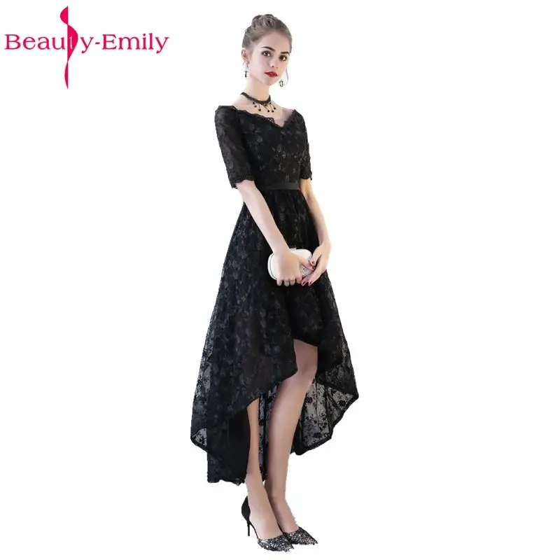 Кружевные черные сексуальные вечерние платья Beauty Emily 2020 для выпускного вечера