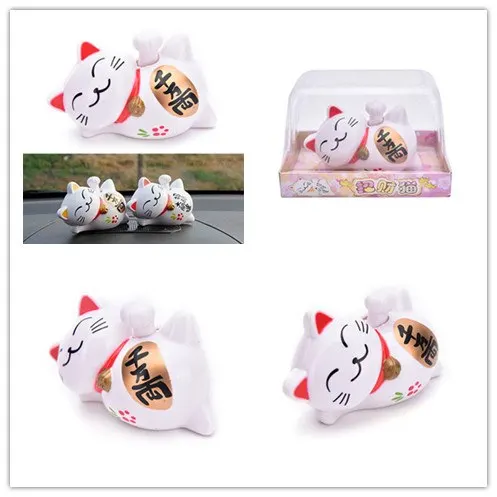 Home Hotel Restaurant Decor Craft ABS Solar Powered 4 Inch 1/3 Inch Maneki Neko Welcoming Lucky Beckoning Fortune Cat Random