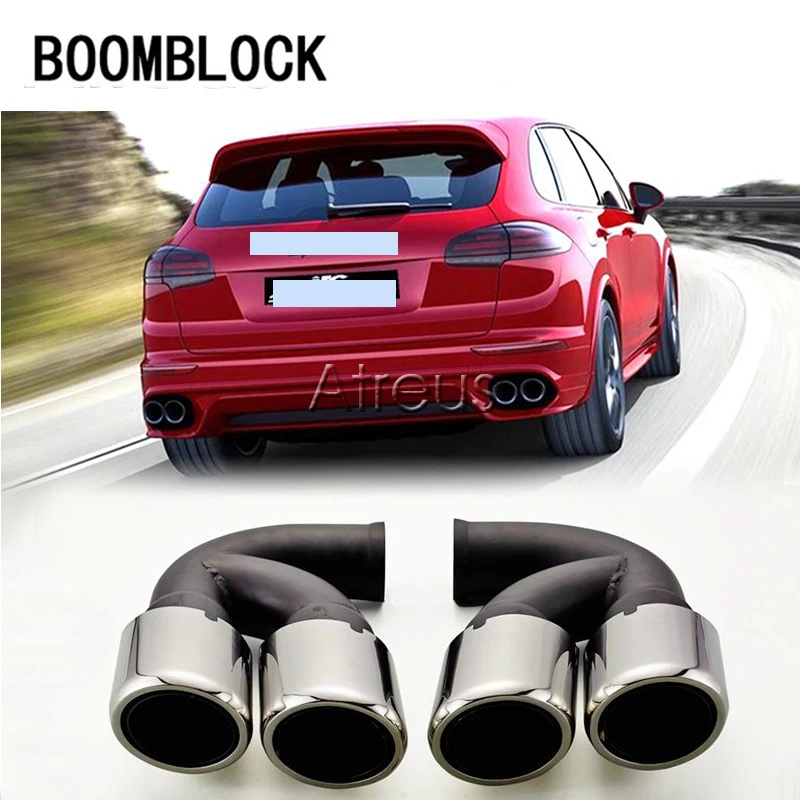

BOOMBLOCK Car Accessories For Porsche 2002 2003 2004 2005-2013 Cayenne Silver 304 Stainless Steel Car Exhaust Muffler Tip
