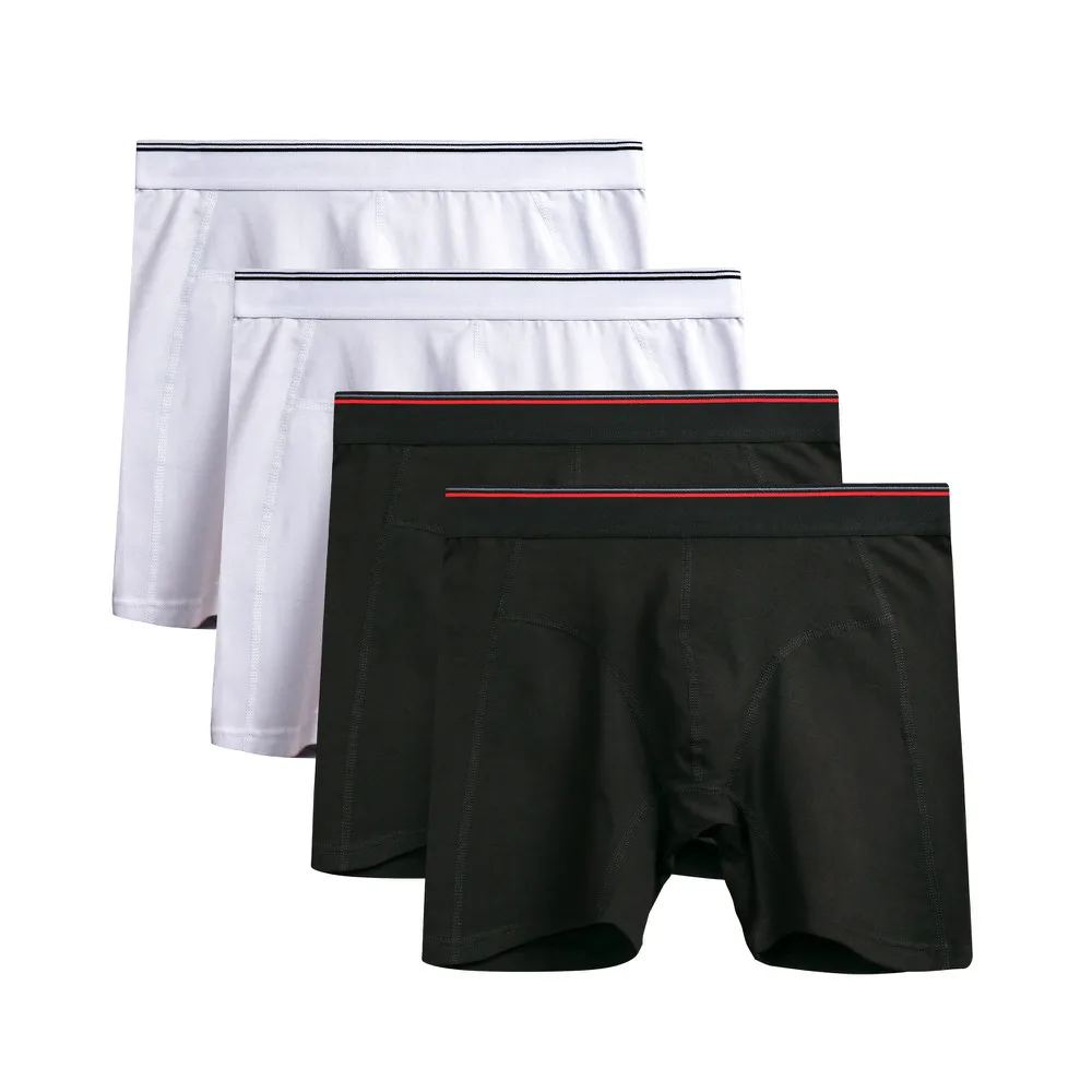 4Pcs B2494 Mix C24 4 шт./партия, большие размеры, мужские Длинные боксеры, мужское нижнее белье, боксеры, шорты боксеры, короткие, длинные, натуральный хлопок, высококачественные брендовые трусы - Цвет: 4Pcs B2494 Mix C24